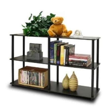 Highkey Turn-N-Tube 3-Tier Double Size Storage Display Rack, Espresso & Black - 29.5 x 47.2 x 11.6 in. LR25366